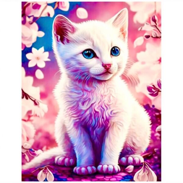 ダイヤモンドアート 桜の木に可愛い子猫