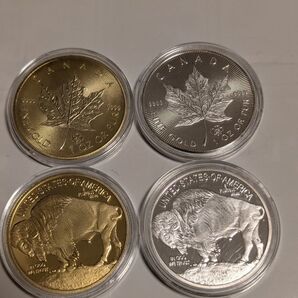 金貨 銀貨レプリカ メイプルリーフ アメリカンバイソン 4枚セット