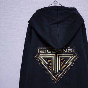 【 BIGBANG ビッグバン ブラックパーカー Mサイズ 文字刺繍 ジードラゴン 】 スウェット フーディー パーカー トップス