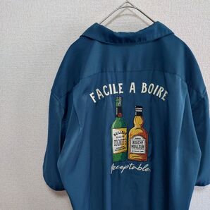 【 ボトル 刺繍 半袖シャツ L サイズ 】 刺繍 シャツ トップス 半袖 アウター インナー 上着 服 古着 柄シャツ 洋服