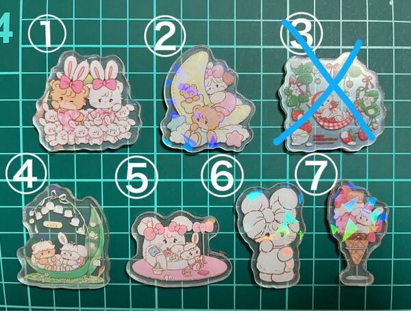 ミッコ★キラキラアクリル 2,3,4cm 3枚350円