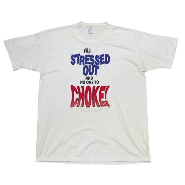 90s JERZEES ビンテージ プリント Tシャツ USA製 シングルステッチ 94年 90年代 ジャージーズ メッセージT 白 vintage 古着 【XL】
