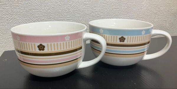 マリークワント スープカップ マグカップ 2個セット ピンク&水色