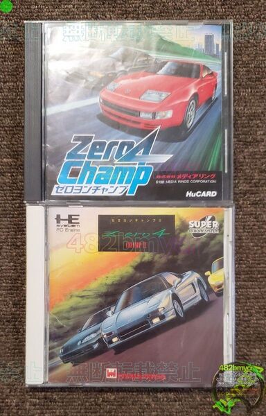 ■【管Y233】 PCE HuCard ゼロヨンチャンプ + PCE CD-ROM ゼロヨンチャンプII(ハガキあり)