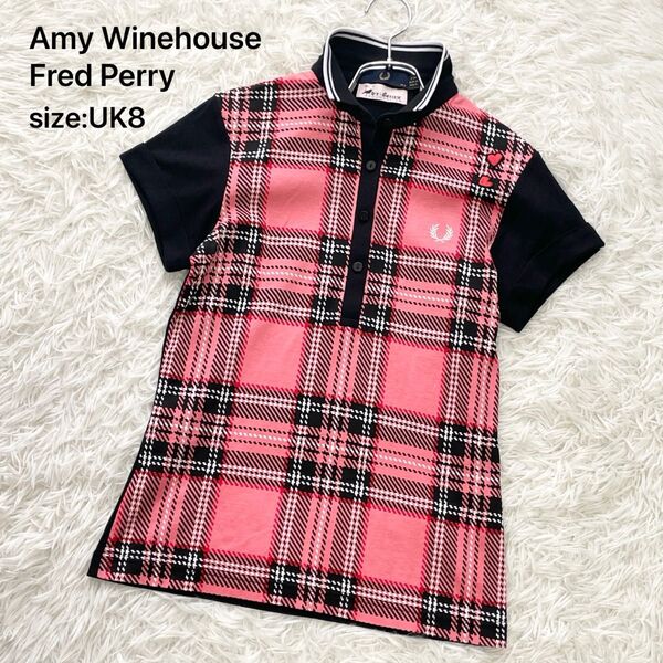 Amy Winehouse Fred Perry エイミー・ワインハウス フレッドペリー チェックポロシャツ ピンク系 S相当