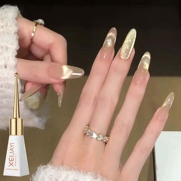 ネイル工房 ジェルネイル ゴールド ラメ10ML 反射猫アイマグネティックネイルジェルNo.9