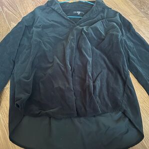 淡緑フリース長袖シャツVネック Mサイズ