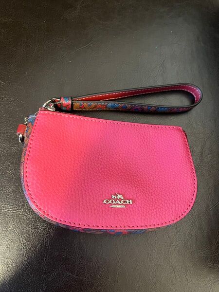 COACH バイカラー ポーチ リストレット ピンク