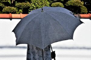 グランシュマン オリジナル　日傘 リネン100% ラタン 藤 ネイビー　50cm 新品