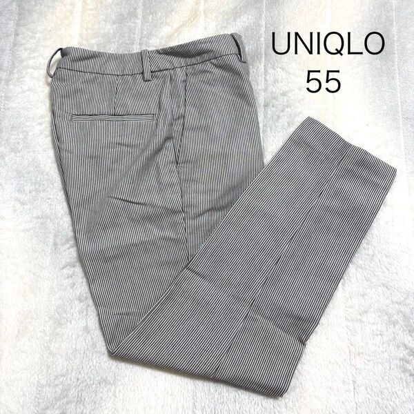 UNIQLO イージーケアストレッチクロップドパンツ SS ストライプ