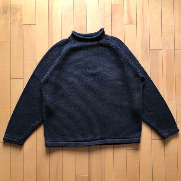 J.CREW ジェイクルー ロールネック コットン ニット セーター ブラック Lサイズ 古着
