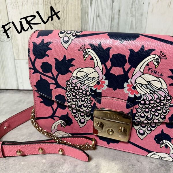 FURLA フルラ メトロポリス ピーコック ショルダーバッグ 孔雀柄