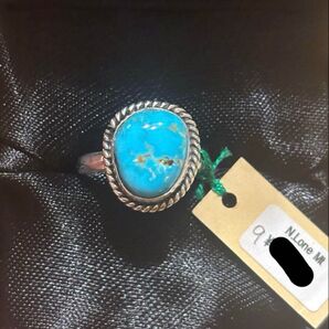 ローンマウンテン ナチュラル インディアンジュエリー 9号 シルバーリング 銀 ナバホ族 刻印RG