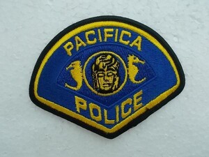 PACIFICA パシフィカ ポリス タツノオトシゴ 警察 アメリカ 刺繍 ワッペン / セキュリティ ガード 守衛 警備員 ビンテージ カスタム 368