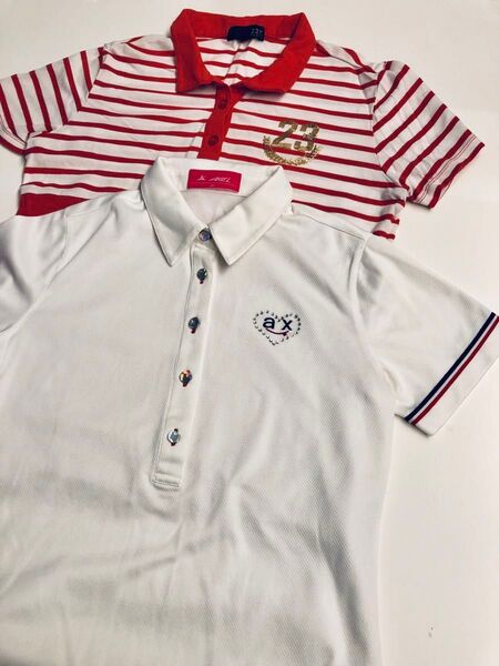AXEL ホワイトポロシャツ美品・23区ゴルフポロシャツ2枚セット!!