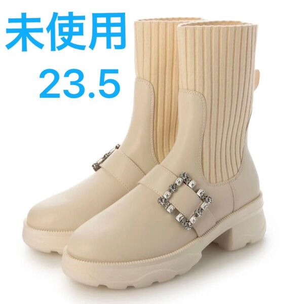 未使用☆+diana リブニットショートブーツ 春 プラスダイアナ 23.5 定価¥22000 オデットエオディール