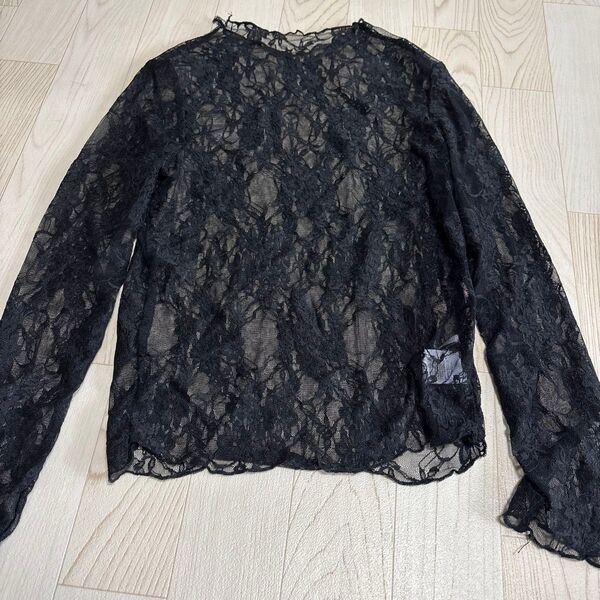 GRL ブラックレース 長袖トップス ハイネックレーストップス