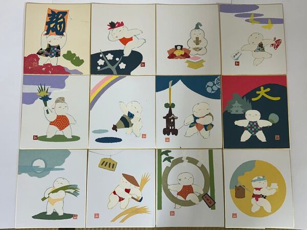 童歳時記 貼り絵 色紙 歳時記 み 和 インテリア レトロ 昭和レトロ 古風