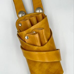 シザーケース姫路レザー☆5丁差しハンドメイド☆ベルトタイプ☆フルオープン