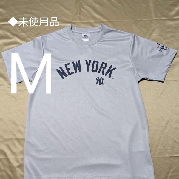 【未使用品・М】祝ワールドシリーズ・ニューヨーク・ヤンキース ●ドライ素材・半袖Tシャツ ●グレー