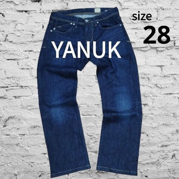 美品 YANUK michel ヤヌーク デニムパンツ ヤヌーク 57253000 ストレッチ 革ラベル