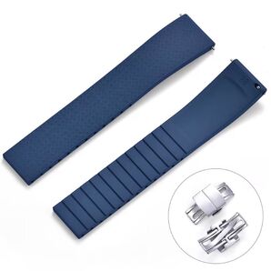 FKMフルオロゴム ネイビーラバーベルト 20mm バタフライバックル