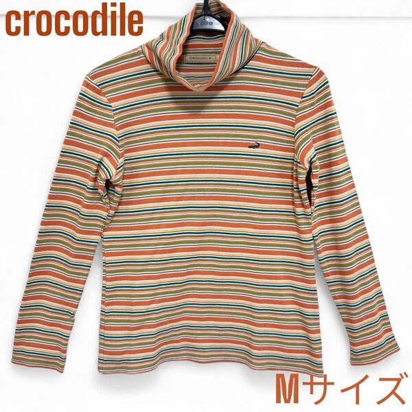 Crocodile ボーダー柄タートルネックカットソー Mサイズ