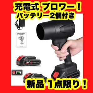 【大特価】【新品】洗車 ブロワー エアダスター 昇級版 ジェットブロワー バッテリー2個付き 黒