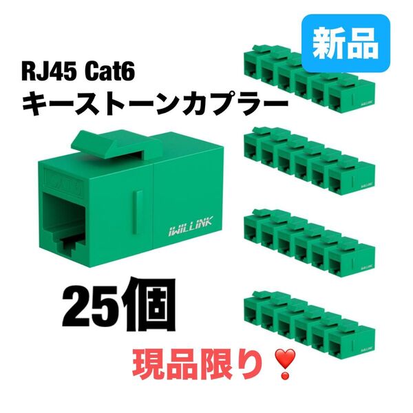 25個 RJ45 Cat6 キーストーンカプラー LANケーブル用 コネクタ