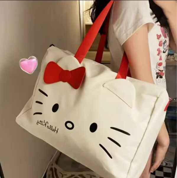 キティ 2way 大容量 軽量 ショルダーバッグ ボストンバッグ トラベルバッグ Hellokitty y2k 平成ギャル