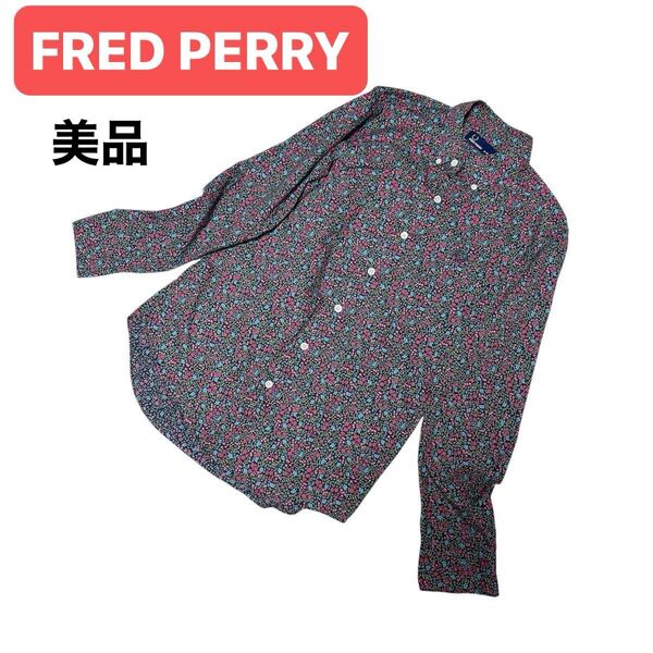 【人気】FRED PERRY フレッドペリー 総柄シャツ 月桂樹ロゴ