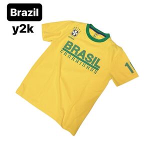 y2k ブラジル代表 サッカー ユニフォーム シャツ 背番号10 ロゴ カナリア