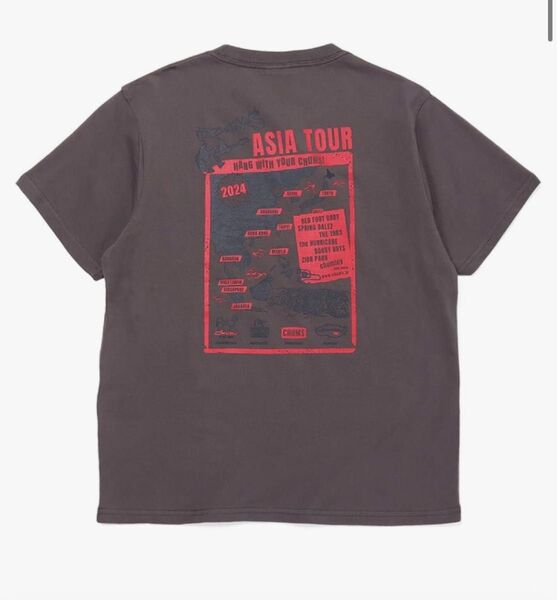 新品チャムスCHUMS 半袖TシャツレディースM Asia Tour T-Shirt アジアツアーCH11-2365チャコール