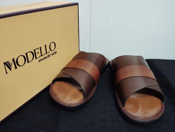 新品MadrasMODELLO24cm〜24.5cmCOVEROSS 加工シリーズ メンズレザーサンダルマドラス本革本皮ブラウン茶
