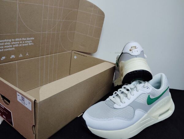 新品24.5cmナイキNIKEレディーススニーカーエア マックスシステムライトグレーグリーンAIRMAX SYSTM SC好きにも