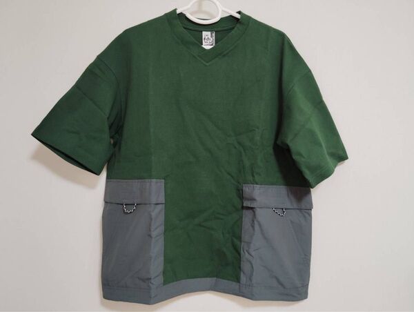 新品MチャムスCHUMS Heavy Weight Side Pocket ヘビーウエイト ブイネック半袖Tシャツオーバーサイズ
