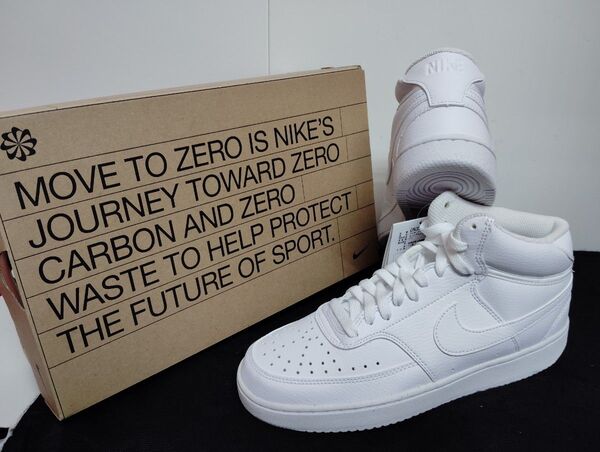 新品25.5cmナイキNIKEメンズスニーカーコートビジョンミッドホワイト白エアフォース1AF1ハイカット好きに