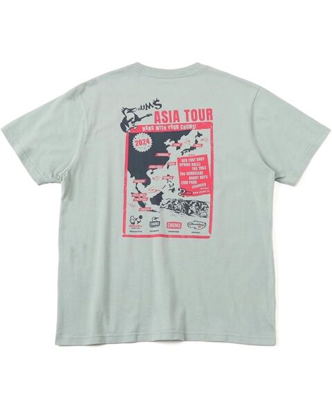 新品チャムスCHUMS 半袖TシャツレディースM Asia Tour T-Shirt アジアツアーCH11-2365セージSAGE