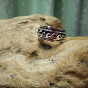 シルバー925.回転リング.スクロールリング.指輪.リング.11号.波.ウェーブ.モチーフ.サーファー.サーファーガール.ラスト