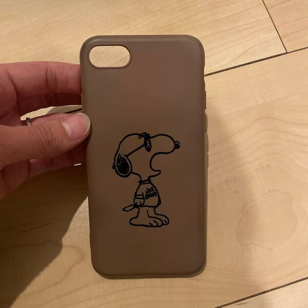 iPhone8 スヌーピー ケース ブラウン スマホケース