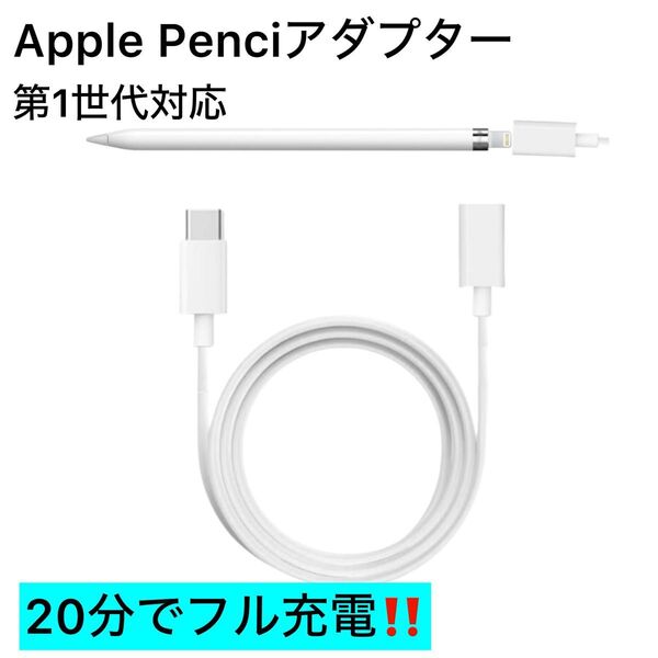 アップルペンシル 充電,USB-CからApple Pencilアダプター,20分でフル充電 Apple Pencil第1世代対応