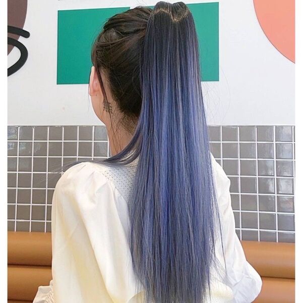 【新品】エクステ ウィッグ ポニーテール 女性 パープル グラデーション 簡単