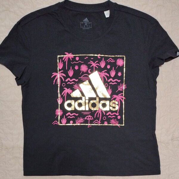 adidas Tシャツ 半袖 ロゴTシャツ ゴールド