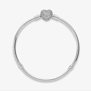 PANDORA パヴェ ハートチャームブレスレット 19cm