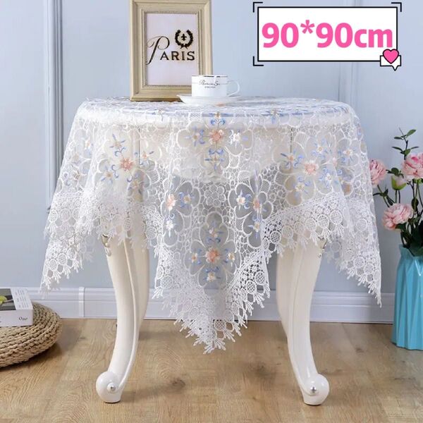 値下げ テーブルクロス テーブルランナー レースマット 刺繍 花柄 アンティーク 北欧 90*90