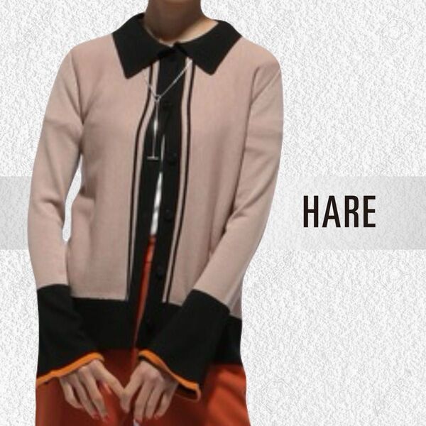 00s HARE ハレ フレアスリーブ ニットカーディガン レディースフリーサイズ 長袖 トップス 薄手