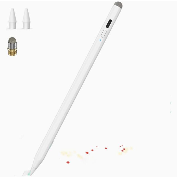 タッチペン スタイラスペン 傾き感知 Bluetooth接続不要 急速充電 ipad タブレット ペンシル 20分でフル充電 白