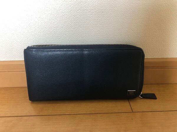PORTER 財布 ネイビー レザーラウンドファスナー