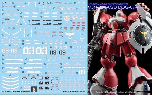 HG 1/144 MSN-03 ヤクト・ドーガ(クェス・エア専用機)用水転写式デカール 他社製 プラモデル ガンダム ガンプラ
