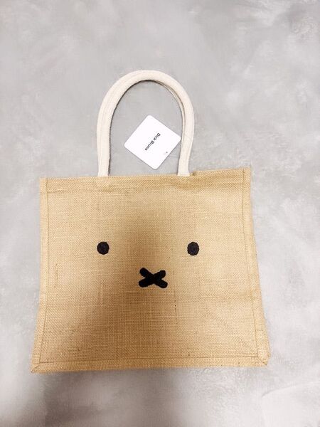 ミッフィー顔プリント ジュート素材トートバッグ